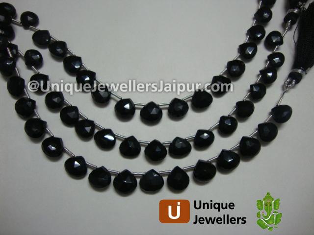 Black Onyx Faceted Heart Beads